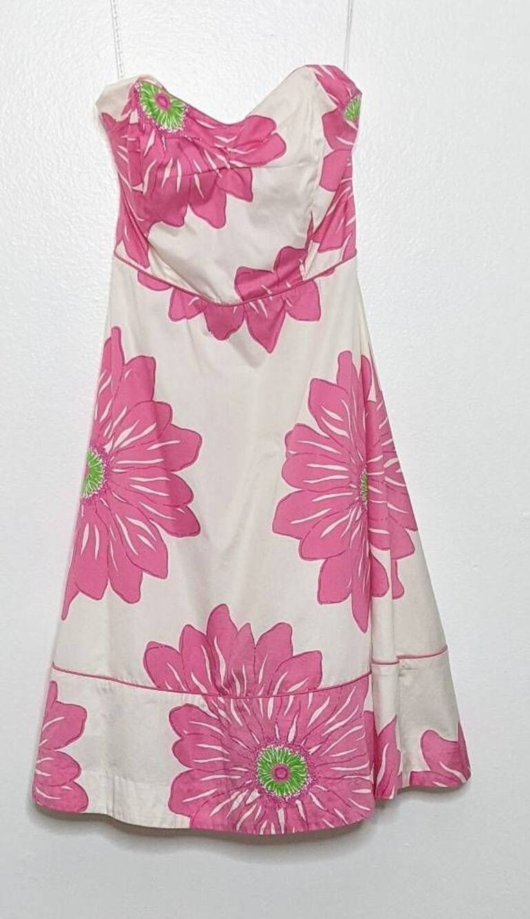 Lilly Pulitzer Womens A Line Dress Multicolor Pink Floral Back Zip Tie Lined 2